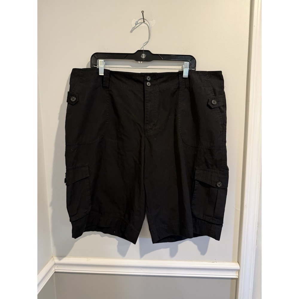 Ralph Lauren Women's Black Belt Looped Double Button Cargo Shorts Size 18W